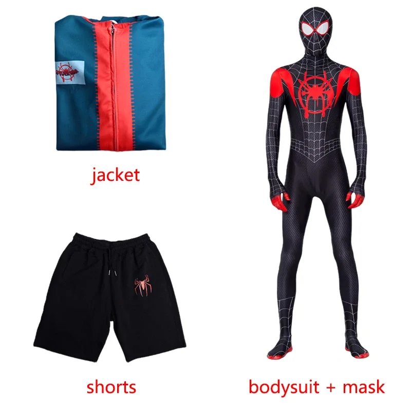 BEAST KINGDOM Spider Miles Morales Cosplay Halloween Jacket Bodysuit Mask Party Costume Suits Spider Miles Fantasy for Unisex image 3