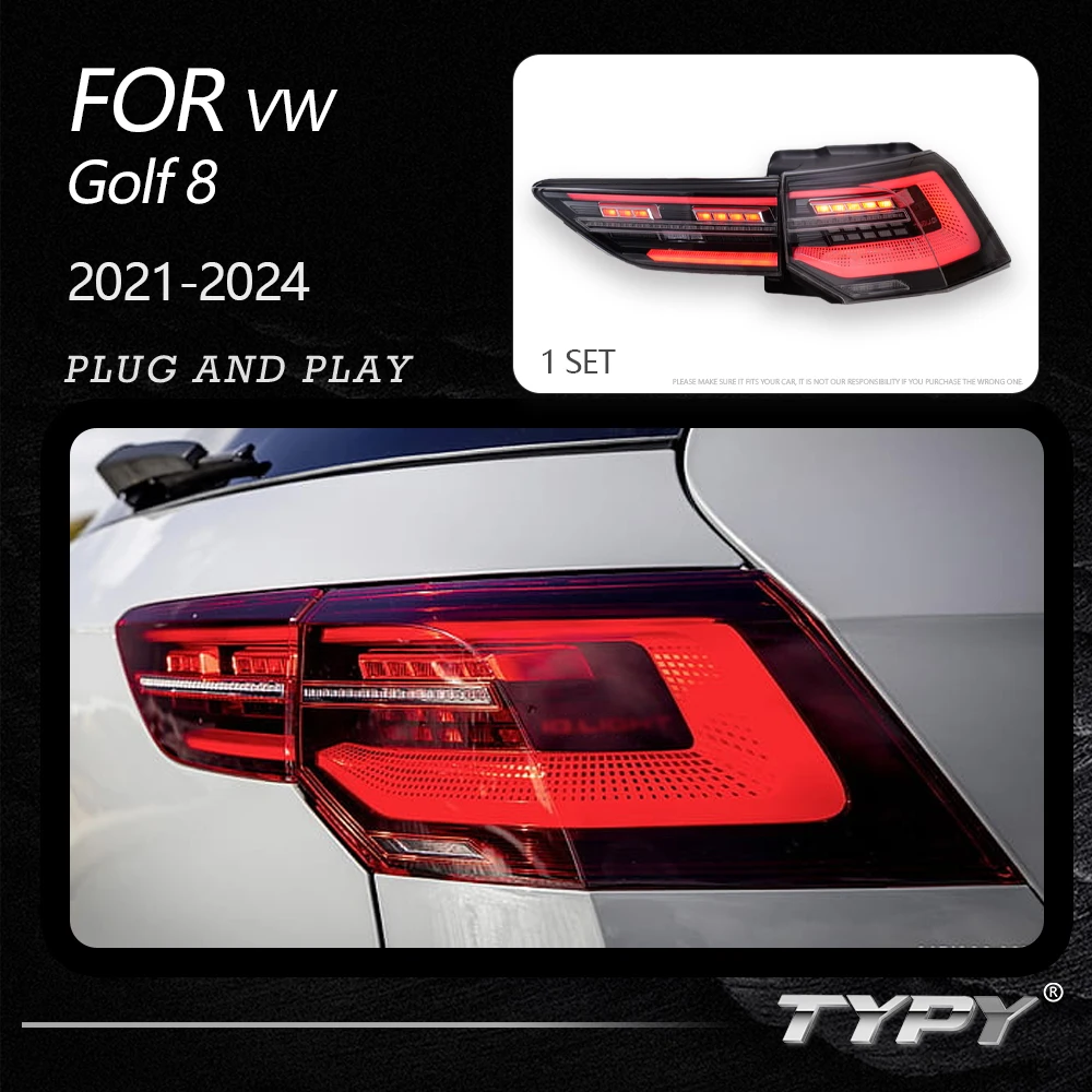 Luces traseras LED para coche Volkswagen Golf 8, 2021-2024, MK8, luz de freno LED, Plug And Play, accesorios para coche