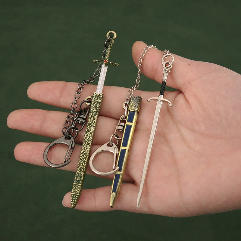 سلسلة مفاتيح صغيرة بالسيف المعدني بالكامل مع سلسلة مضادة للخسارة ، نموذج سلاح اللعبة ، حصلت على عروش ، مسلسل تلفزيوني ، ملحقات ، نسخة طبق الأصل ، ألعاب منزلية ، 9 * * #3