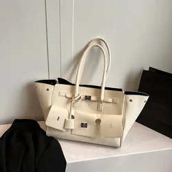NEW PU Leather Wing Tote Bag Roomy Cluth Bag Large Capacity Buckle Woman Luxury Designer Travel Luggage Bag Shopper Handbag