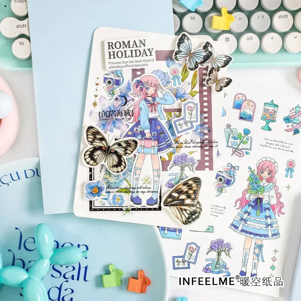 Girl Character Sticker Series Self-adhesive Stickers Cute Cartoon Characters Diy Material Stickers