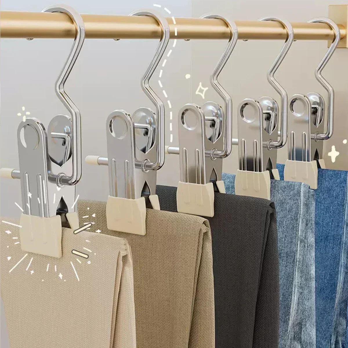 1pcs Pants Hanger Closet Clothes Organizer No Trace Clothespins Clothes Pegs with Hooks Clothes Hangers Clip