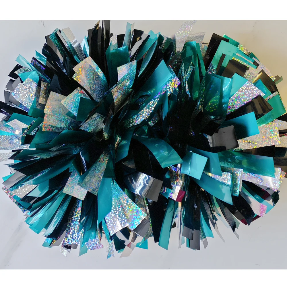 1PIECE,Cheerleader Pom Pom ,Metallic navy,metallic black with holographic silver Mix, Custom Size and Color, Baton Handle