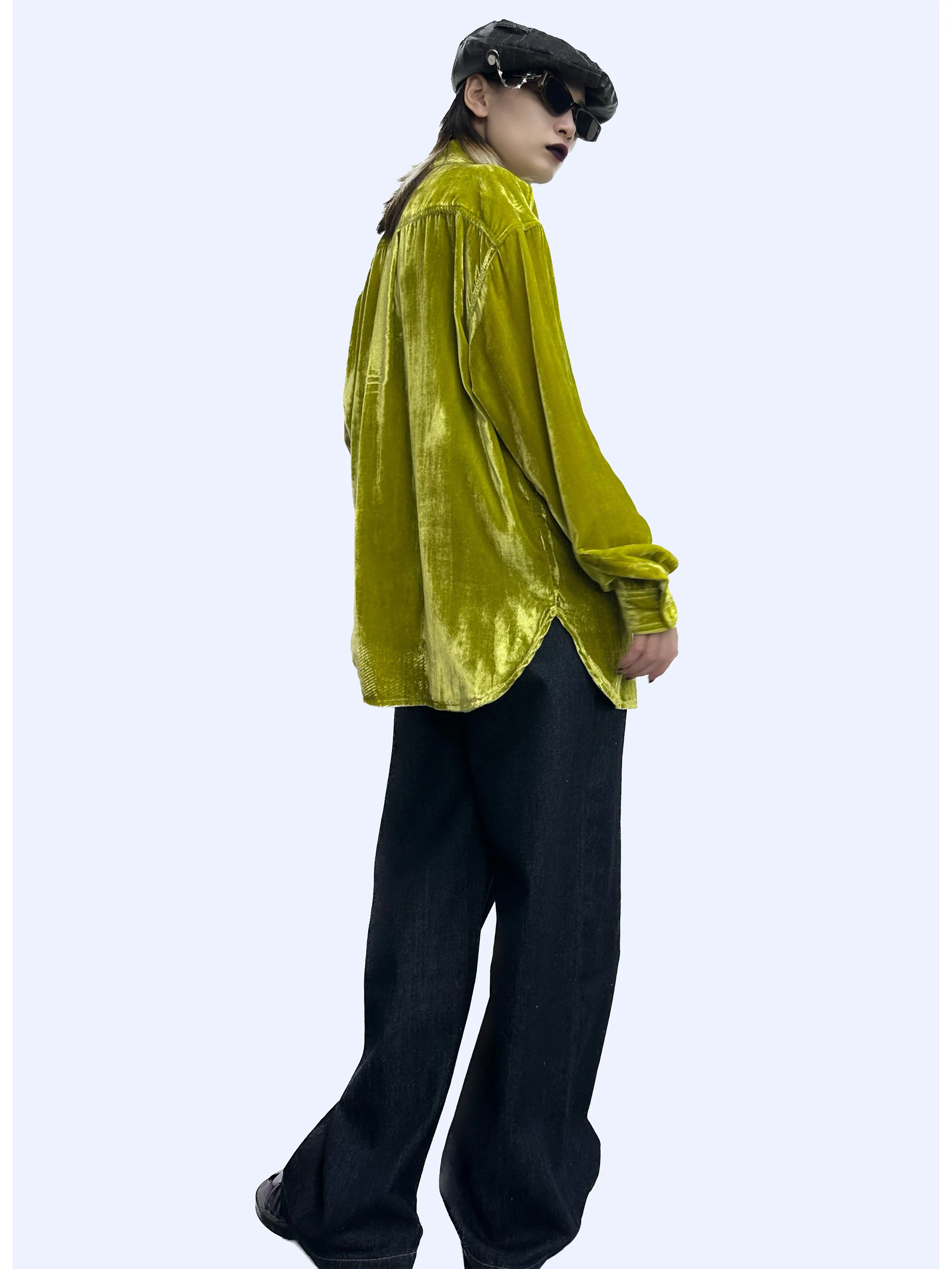 

Новая бархатная женская одежда irt, весенне-осенняя свободная длинная воротник-свек на пуговицах, мягкая универсальная верхняя одежда желтого цвета, белого цвета