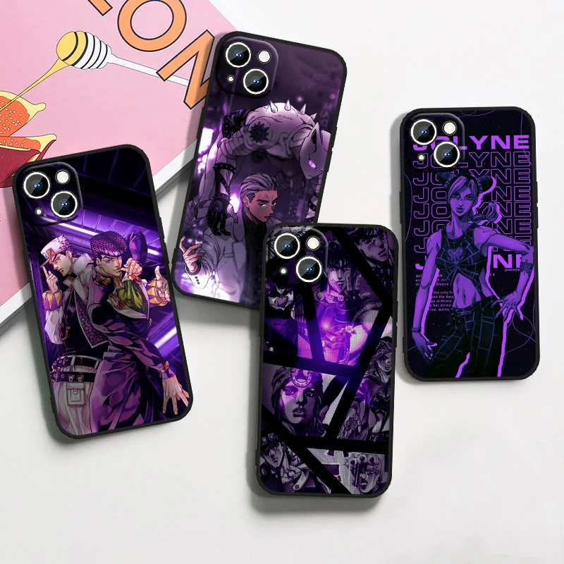 

Anime JoJo Cool For Apple iPhone 15 14 13 12 Mini 11 XS XR X 8 7 Pro Max Plus Soft Silicone Black Phone Case