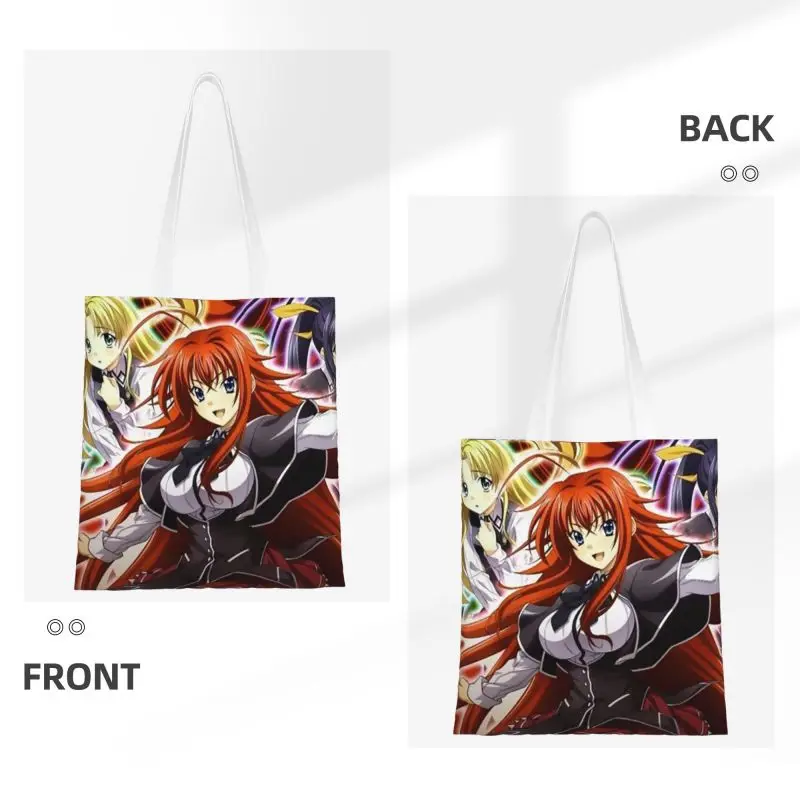 Custom High School DxD สาวเซ็กซี่ภาพเคลื่อนไหวผ้าใบผู้หญิงทนทานร้านขายของชำ Tote กระเป๋านักช้อป