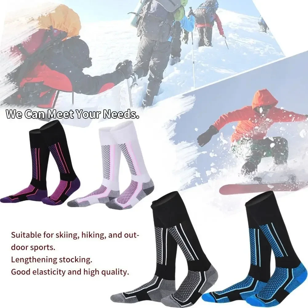 DIZETION 1 Paar Winter-warme, verdickende Skistrümpfe, Wandersocken für Damen, Herren, Kinder, Outdoor, Anti-Kälte, hohe Sportstrümpfe – Detail 3