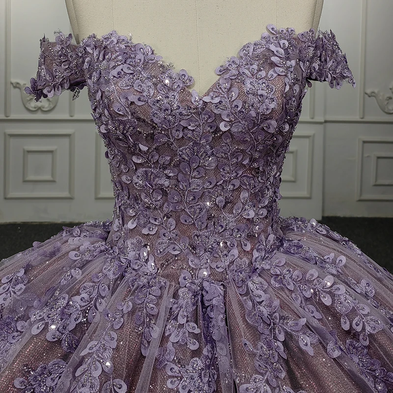 Robe de Rhen cristal Quinceanera avec perles chérie violette, robes de soirée, robes éducatives, 15 ans, fleurs, DY9953, 2022