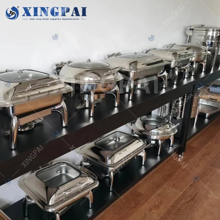 XINGPAI buffet equipment silver oblong chafing dish 201 stainless steel chafing dish fuel for catering hotel