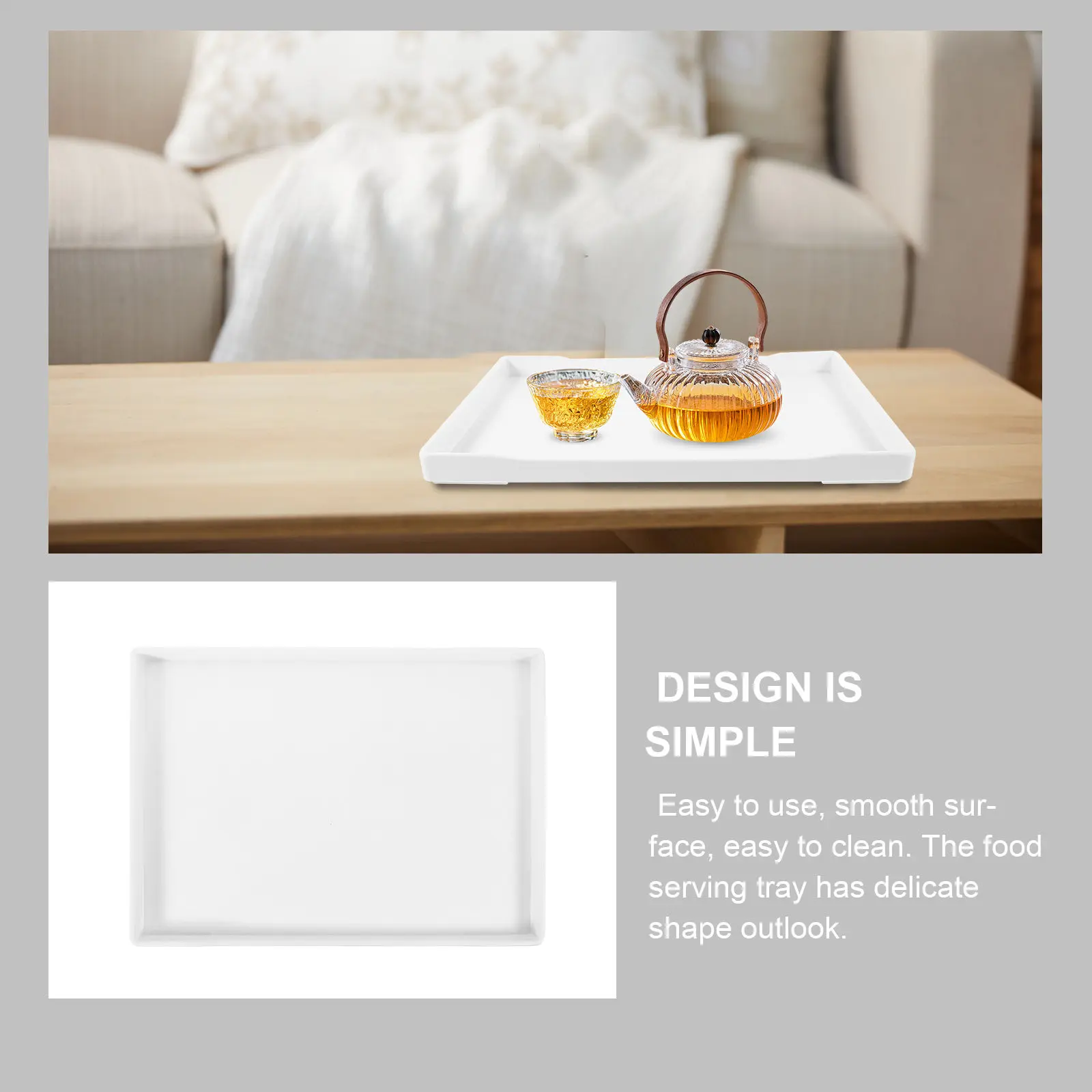 Modern Rectangular Tea Tray Decorative Serving Tray for Food Tea Cups Restaurant Home Buffet Large Stylish Food Serving Plate