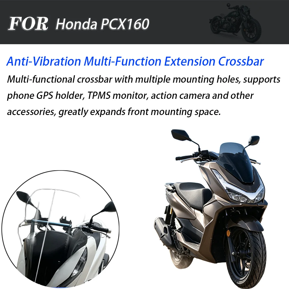 Carbon Fiber Multi‑Function Extension Crossbar Phone GPS Holder Bracket Fit Honda PCX160 Maxi Scooter Modification Accessories