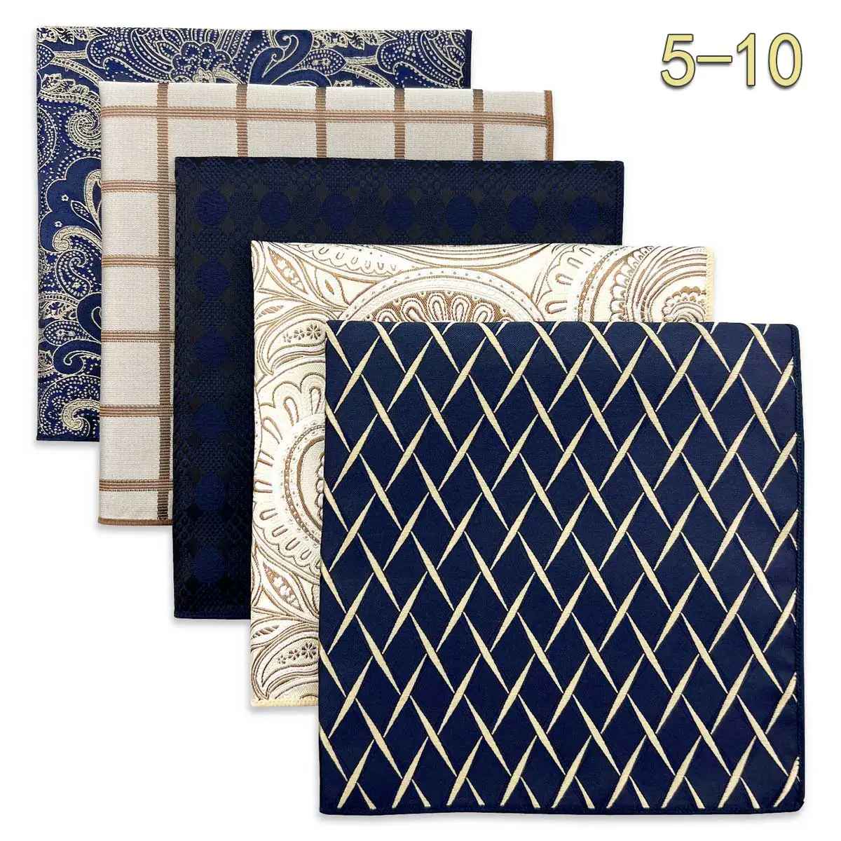 5 PCS Men's Pocket Square Set, Assorted Handkerchief Styles