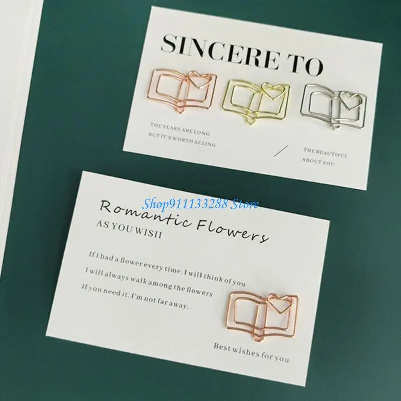 

G88D 30Pcs Book Paper Clip Metal Paper Clamp Bookmarks Clips For Holding Photo File