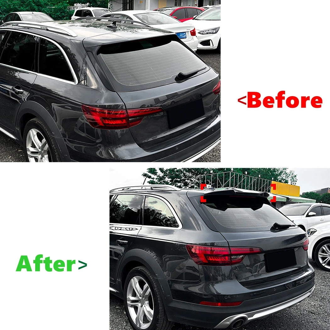 Rear Roof Trunk Spoiler Rear Wing Lip Trim Sticker Styling BodyKit    For Audi A4 B9 Avant Sline 2017 2018 2019 2020 2021-2024 view 6