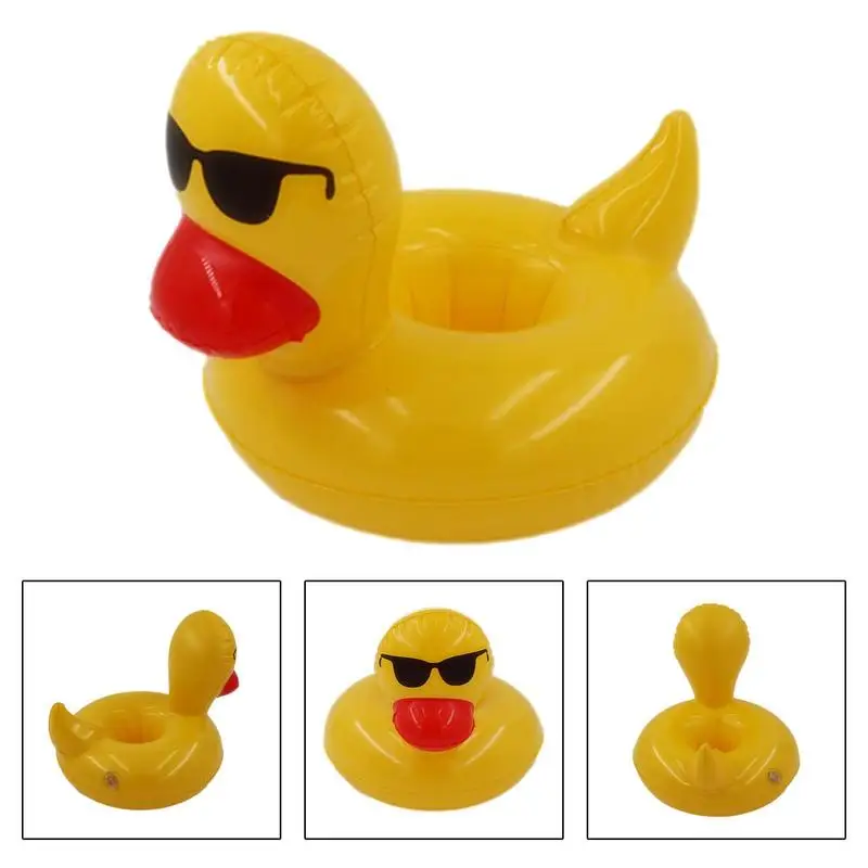 Inflatable Swimming Cup Holder Duckling Drink Holder Swimming Pool Float Bathing Pool Toy Party Decoration Bar Coasters