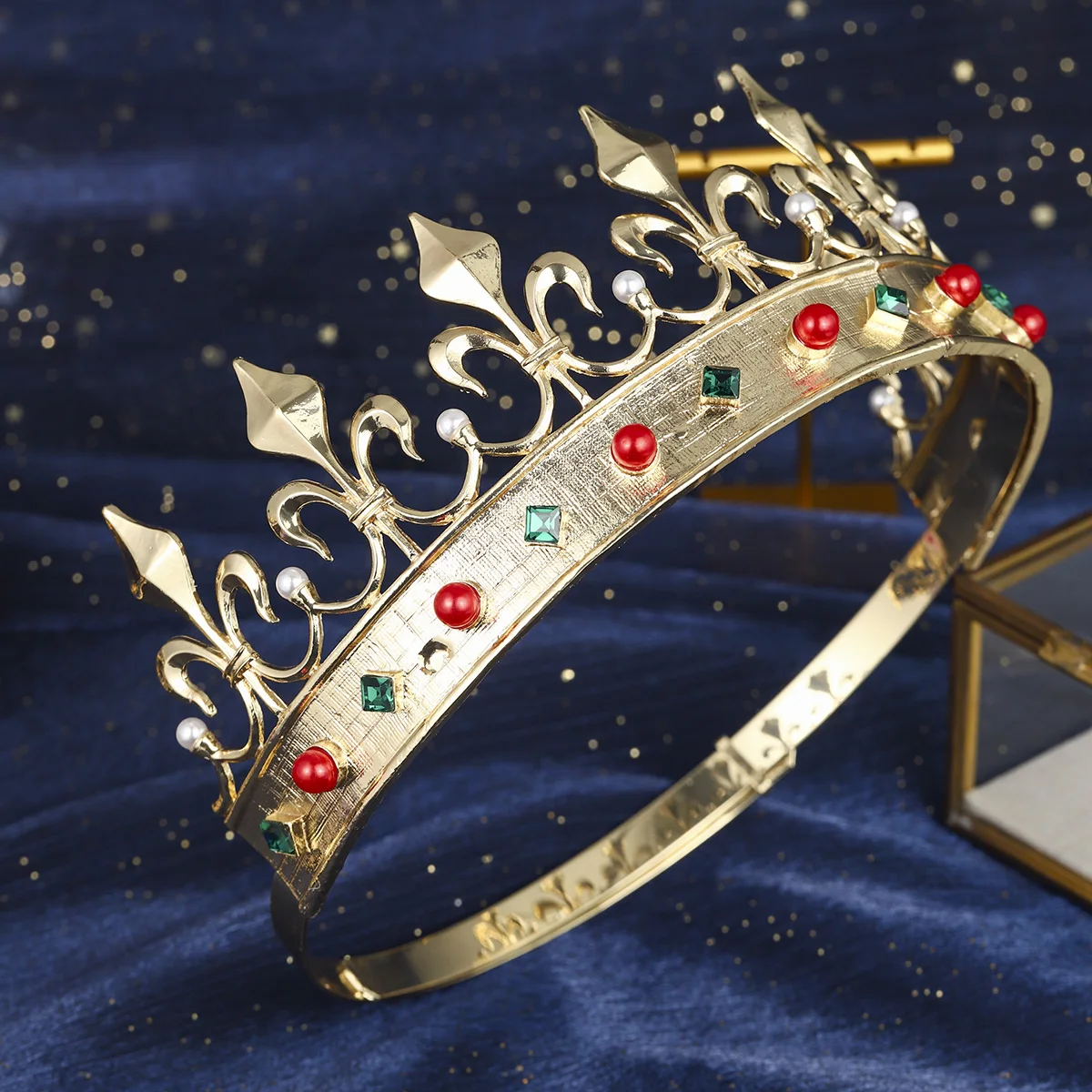Mode Legierung Luxus Strass männer Krone Vintage Stil Exquisite Kopfschmuck Haar Zubehör Festliche Hochzeit Tiara – Detail 4