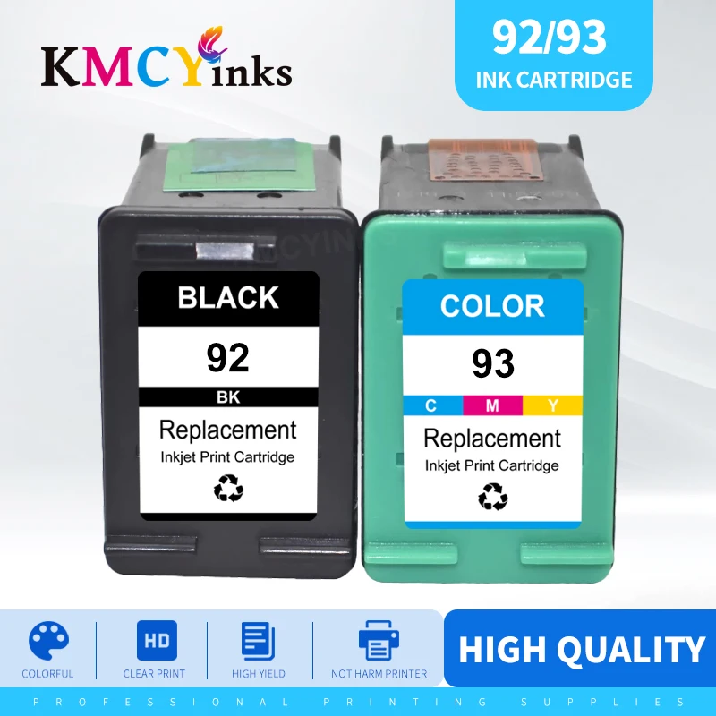 Cartucho de Tinta Compatível KMCYinks para HP92, Substituição para HP 92 93 Deskjet C3140 C3150 C3180 C3190 5440 5442 5443 1507 1510