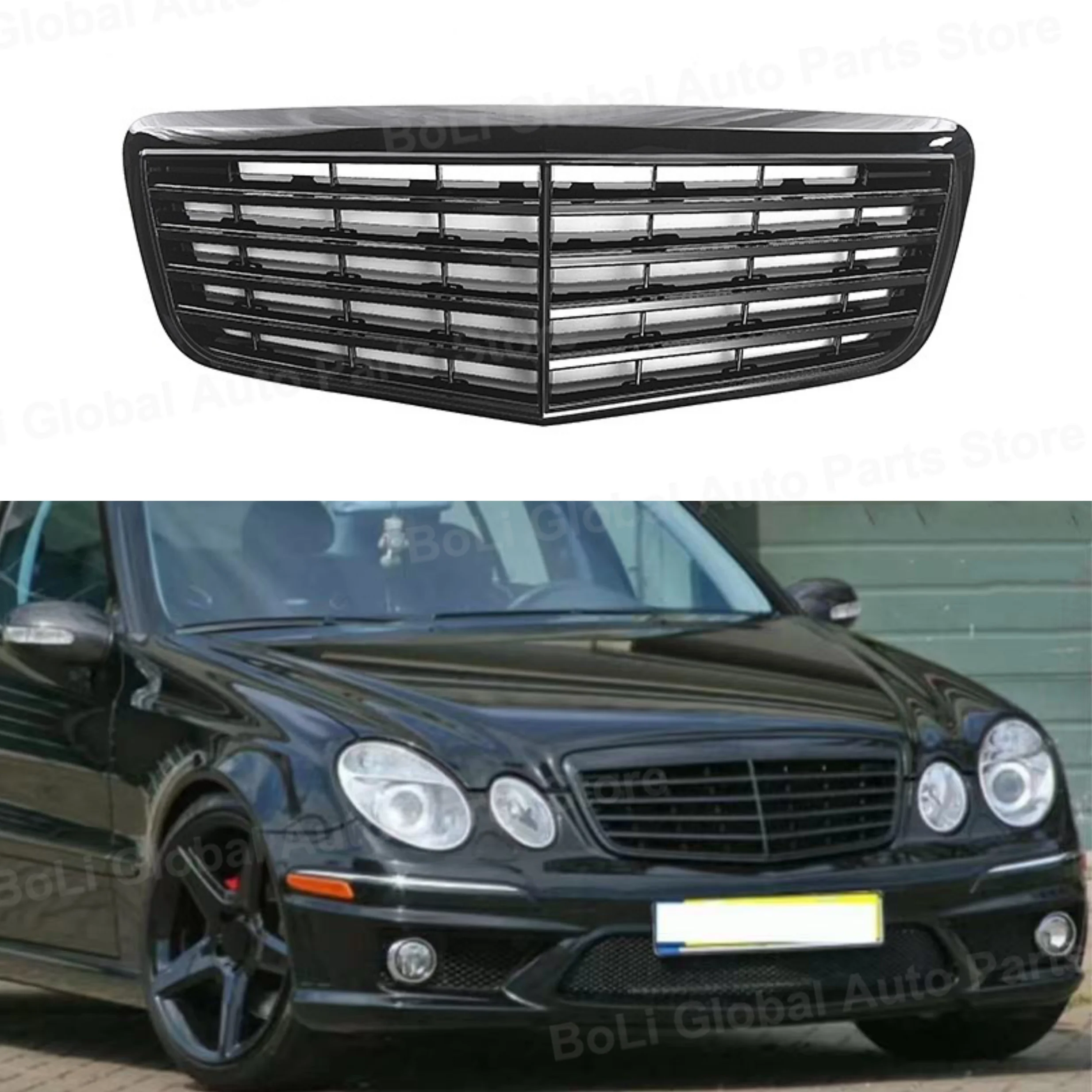 For Mercedes W211 E-Class AMG STYLE FRONT BUMPER BAR GRILLE E280 E320 E350 E400 E500 Saloon 2006-2009 Facelift GRILLE Bodykit