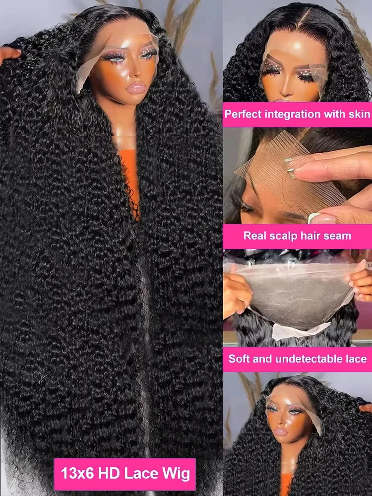 الذهبي 200% الكثافة مجعد 13x6 13x4 HD الدانتيل أمامي خصلات الشعر المستعار الإنسان 30 40 بوصة موجة عميقة 5x5 ارتداء والذهاب شعر مستعار بدون صمغ للنساء