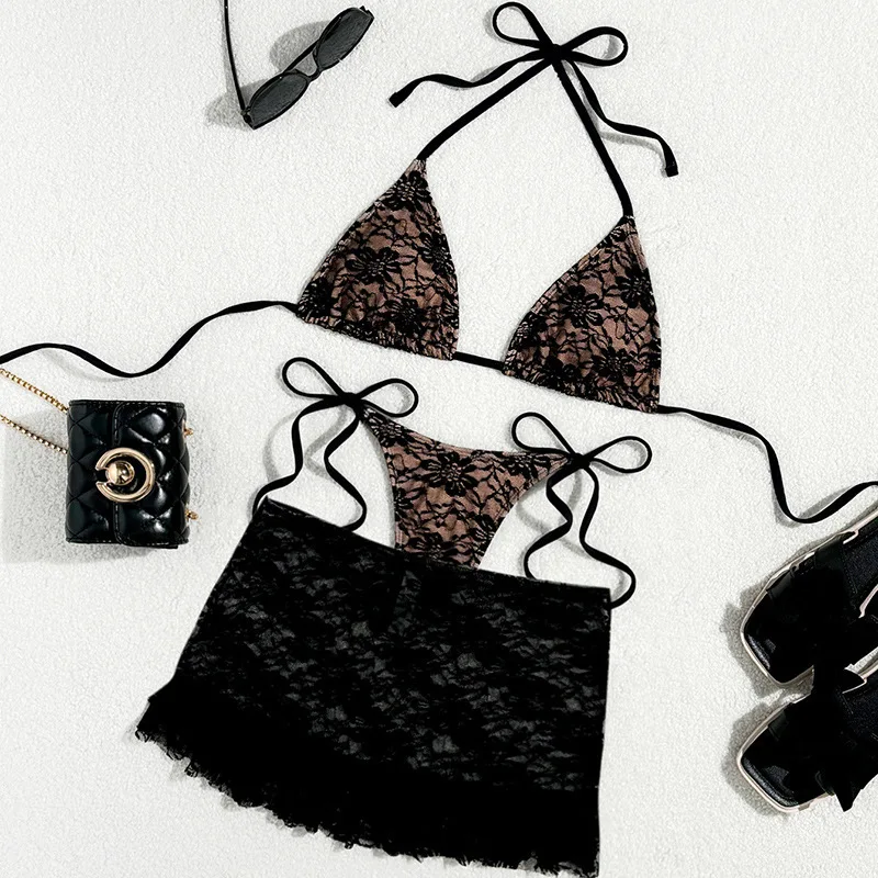 

Кружевной сексуальный комплект бикини из 3 предметов, женский купальник, женский купальник из трех предметов, пляжная одежда для купания, купальные костюмы, бразильское бикини, купальщица в бассейне