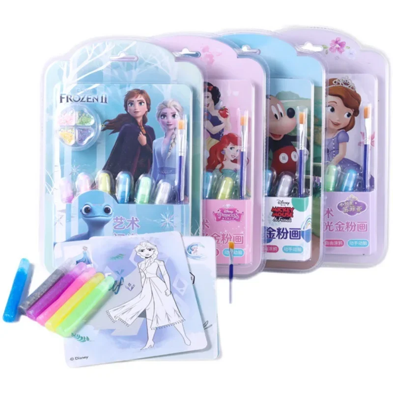 Disney frozen Snow White Mickey  Coloring Painting Children's Painting DIY Coloring Sand Painting Game Collection Cards Toys