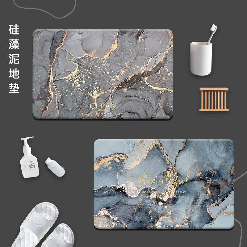 Light luxury bathroom soft diatomaceous earth absorbent anti slip foot mat, bathroom and toilet door quick drying foot mat