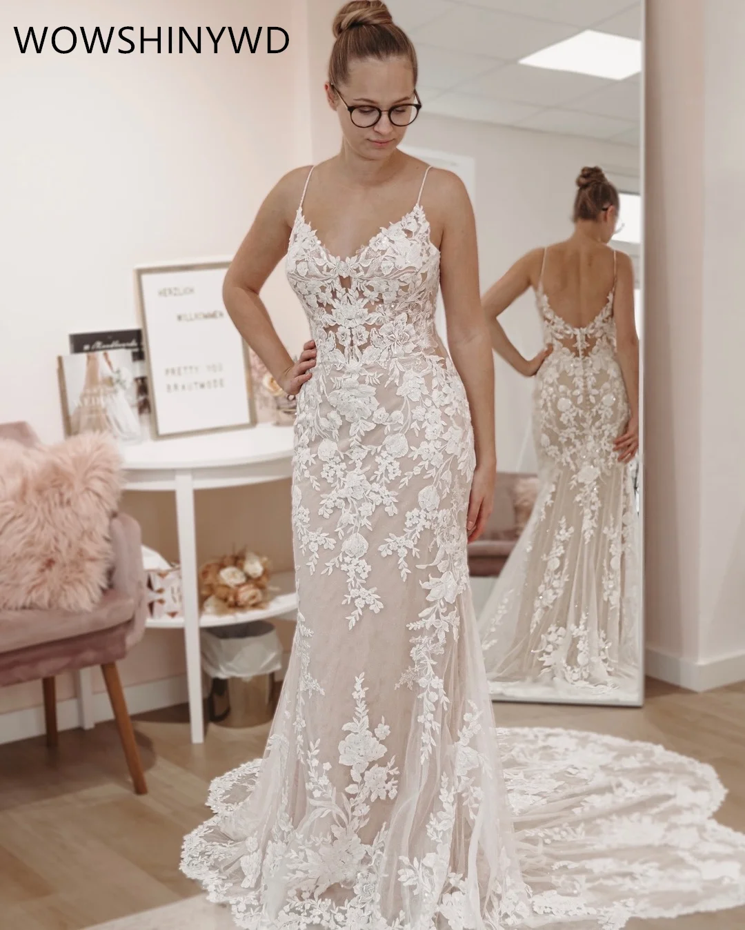 

2024 Plus Size Country Garden Illusion Lace Mermaid Backless Beach Summer Bridal Wedding Dreses Gowns Robe De Mariée ZJ108