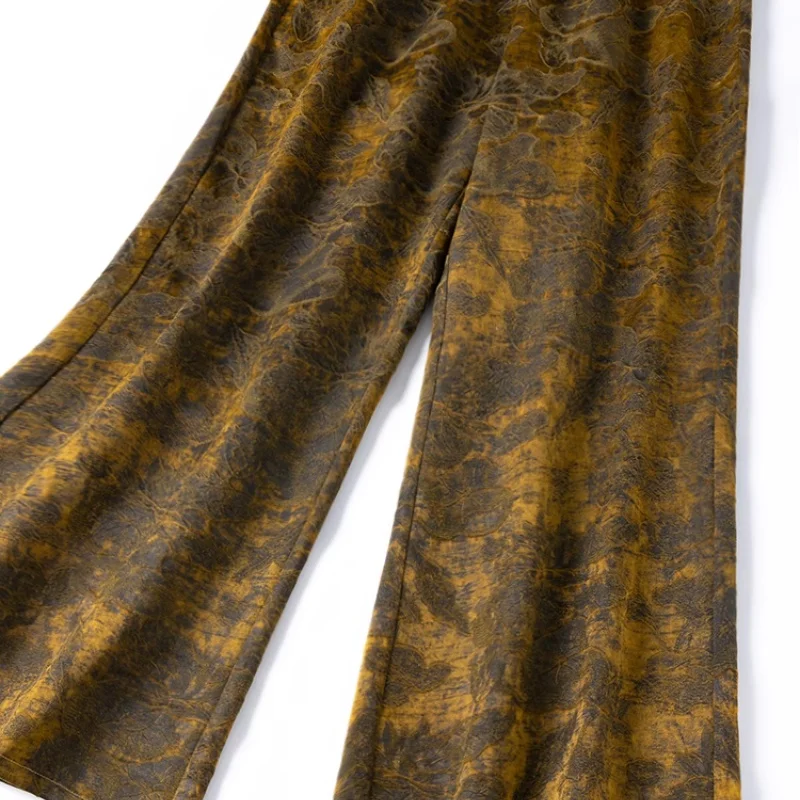 Birdtree 45 MM 79% Moerbei Zijde 21% Nylon Broek, Dames Elastische Taille Losse Gouden Kleur Wijde Pijpen Broek, 2025 Nieuwe P57141JF