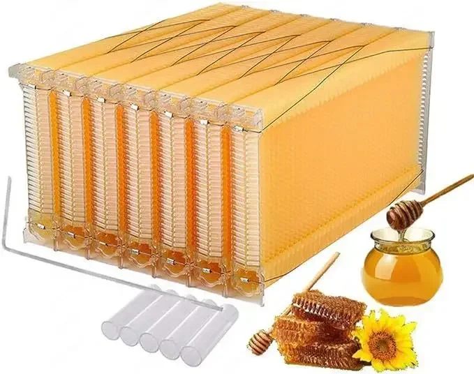 7PCS Self Flowing Plastic Nest Foundation, Automatic Honey Collection Bee Spleen Box for Beekeeping Use