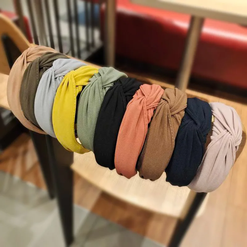 

1pc Solid Color Wide-edge Fabric Headband, Cross-knotted Headband, Simple Casual Daily Hair Accessories