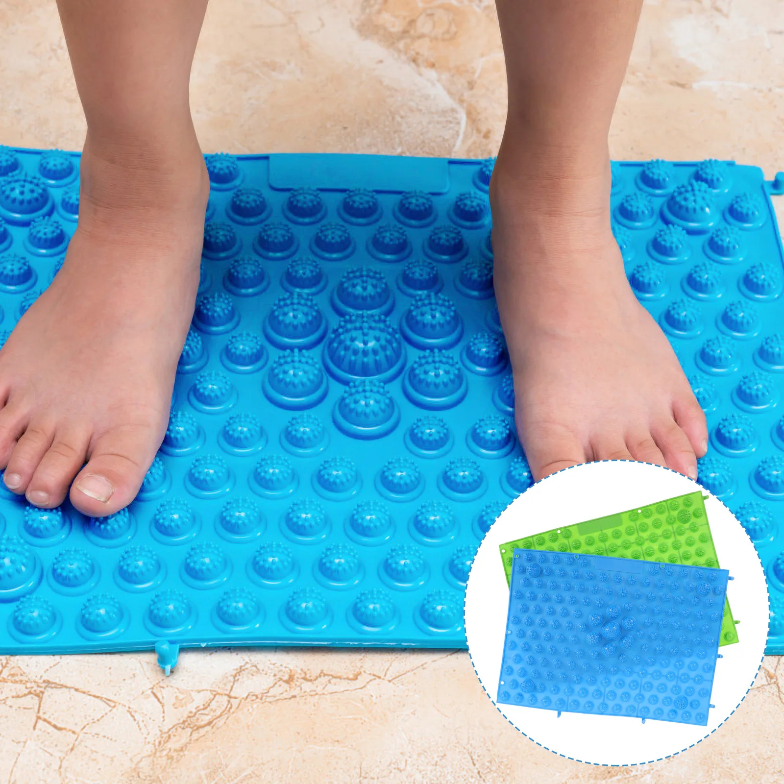 

2Pcs Foot Sole Acupressure Mat Tpe Soft Material Pain Fatigue Relief Foot Massage Pad Home Use Salon Walking Massager Mat