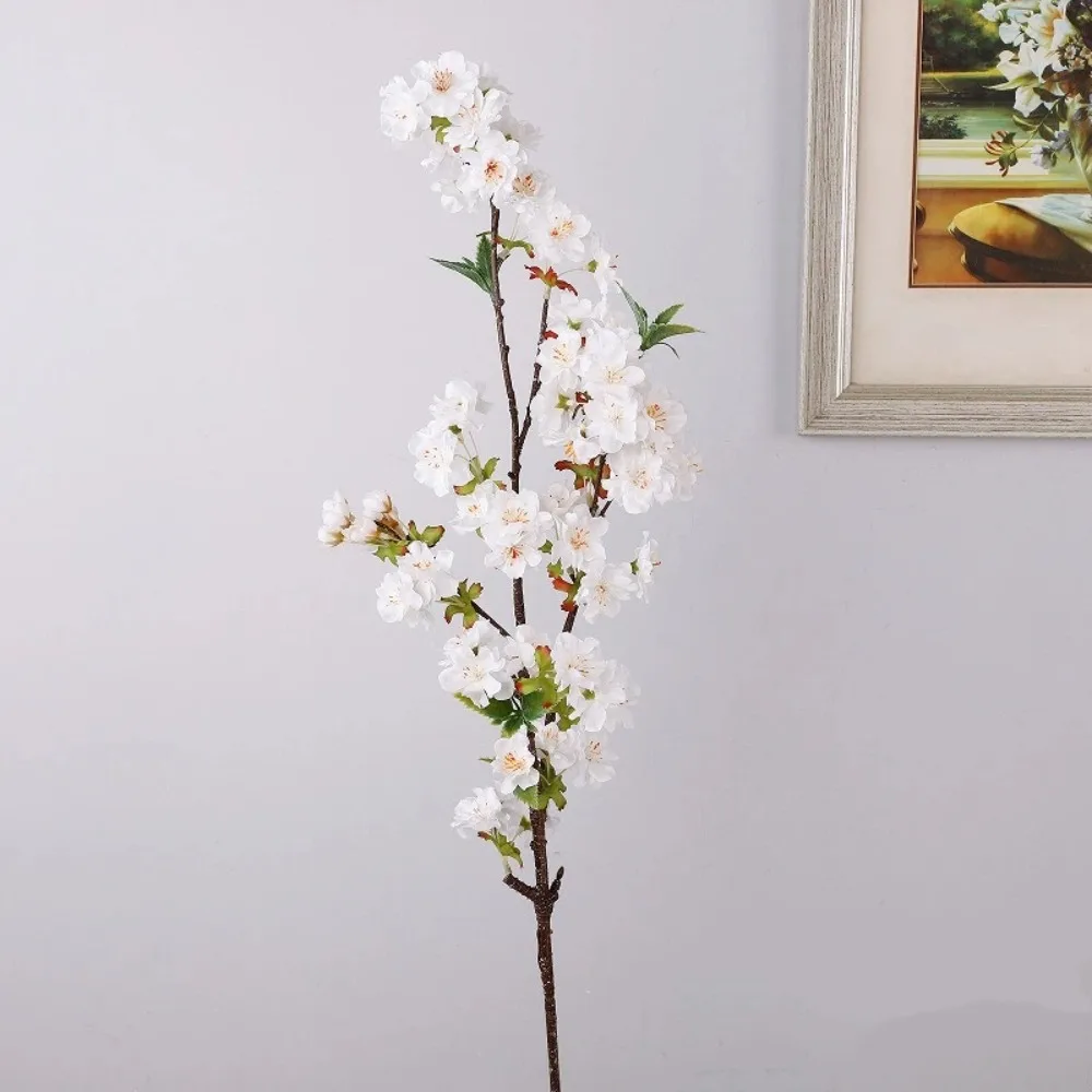 

Long Artificial Cherry Blossom Realistic Real Touch Silk Cherry Blossoms Branch with Leaves Handmade Fake Flower