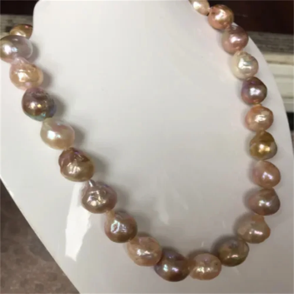 

gorgeous 13-14mm south sea baroque multicolor pearl necklace 18inch