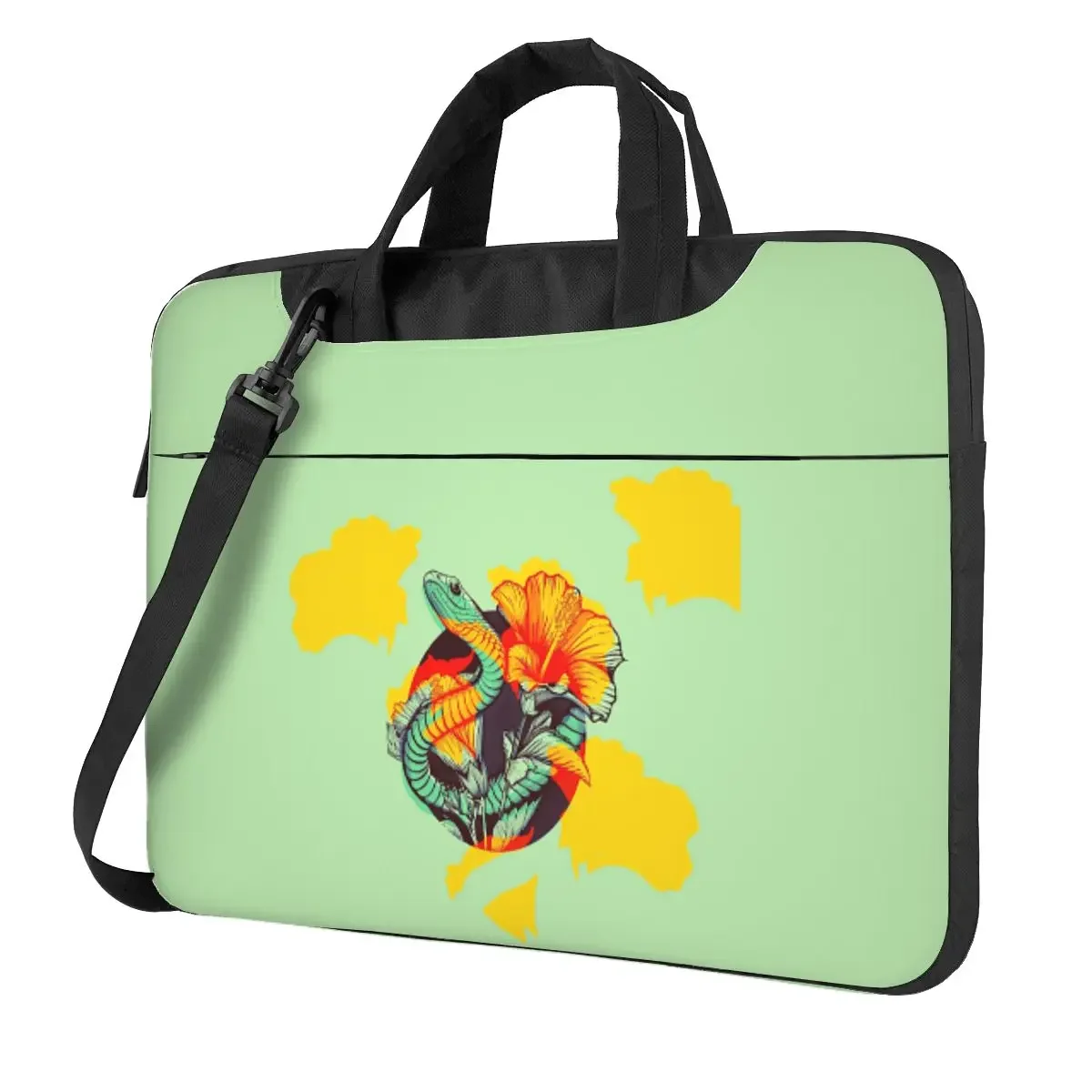 

Tropical Snake And Flowers Crossbody Laptop Bag Case Computer Bag 13 14 15.6 Inch Notebook Pouch for Macbook Pro Lenovo