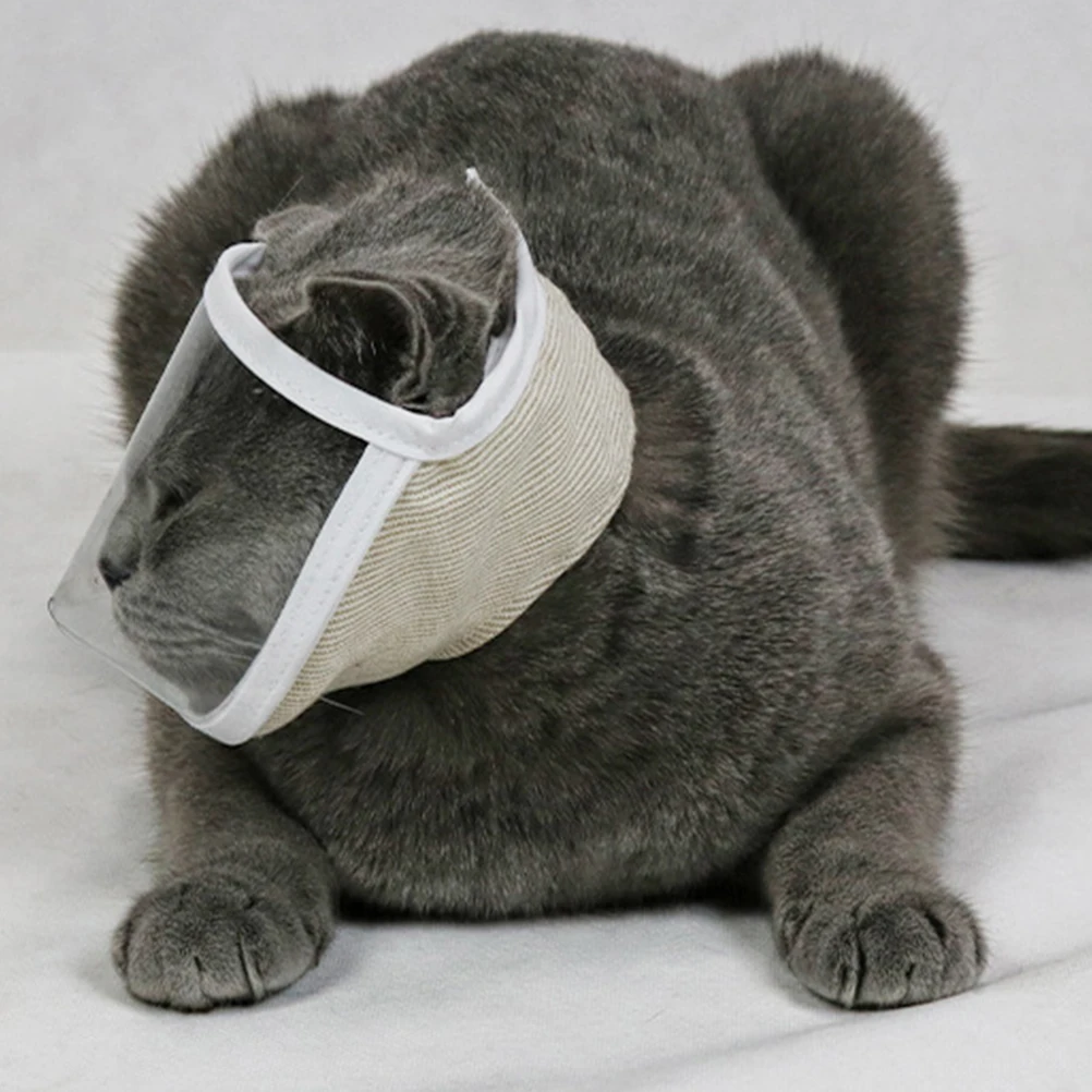 

Cat Muzzle Protective Headgear Polyester Transparent Mouth Cover for Small Pets Kitten Anti Bite Safe Practical
