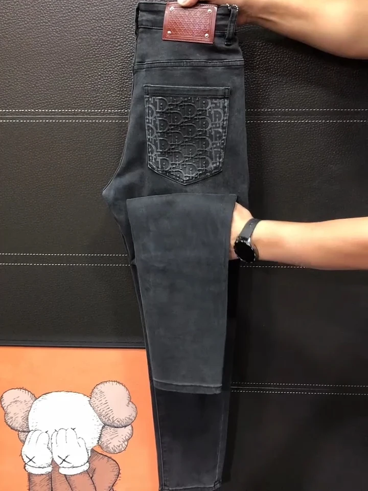 

Высококачественные мужские джинсы: деловой повседневный стиль, универсальные, новинка весна-осень, средняя посадка, облегающий крой, стандартная версия, водостойкие.