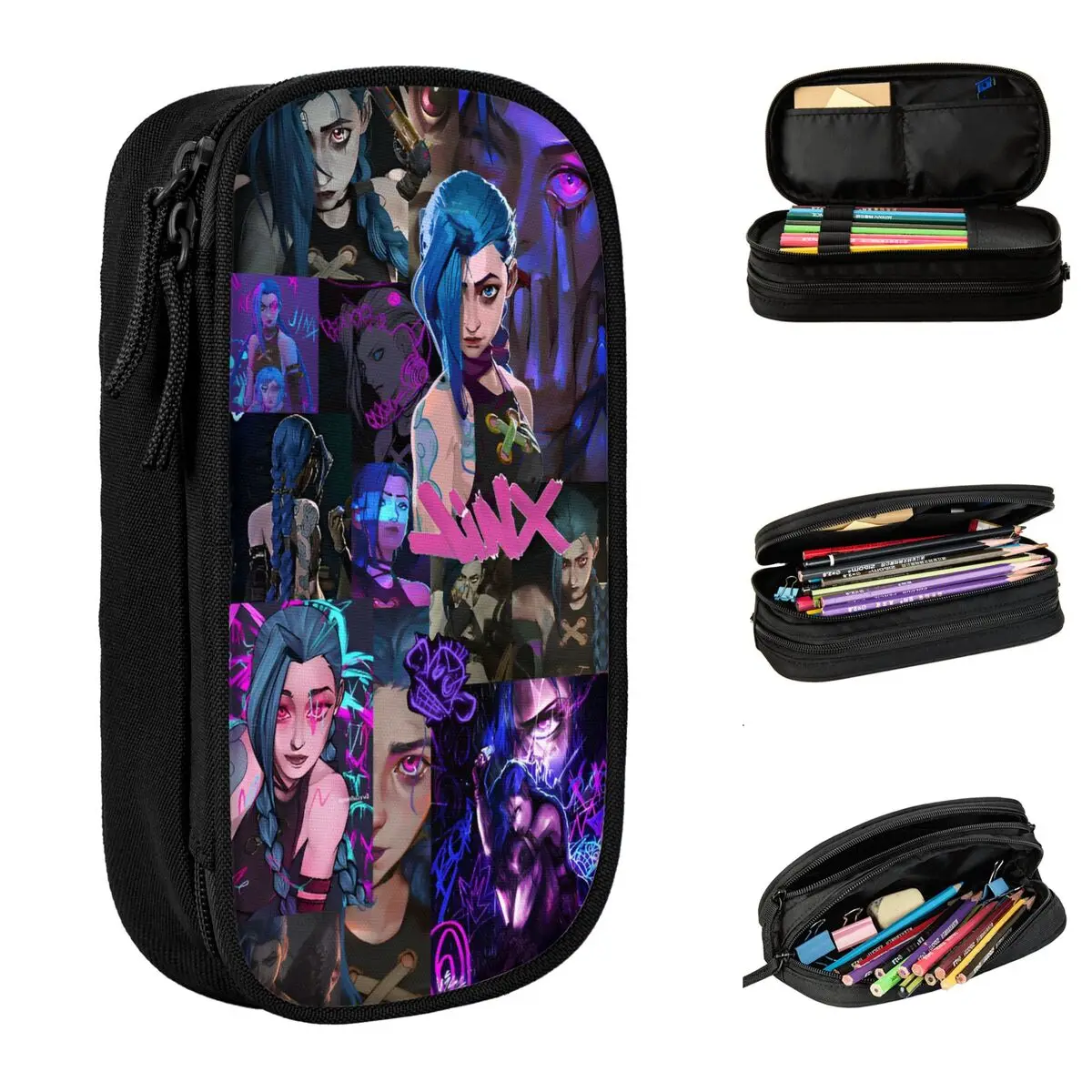 Get Jinxed Arcane Jinx Game Fans Lover Gifts Gaming Merch Pen Box Large-capacity Office Supplies Pencil Case Stationery Gift