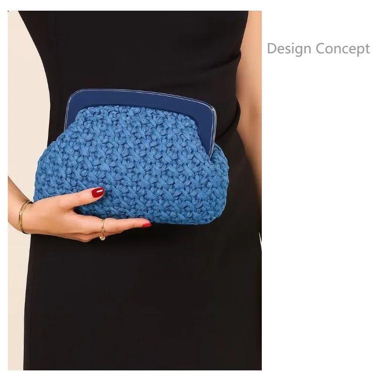 جديد الكبار مشبك أكريليك حقيبة من القماش المرأة القش المنسوجة حقيبة كروسبودي موضة باليد عشاء حقيبة حقيبة حفلات حقيبة كتف الإناث