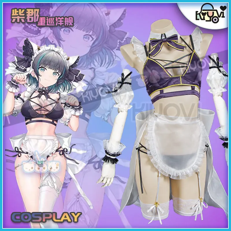 

Game Azur Lane Cheshire Cosplay Costume Sexy Maid Dress Furry kitt Ear Nightclothes For Hallowmas Party Adults Women Battleship