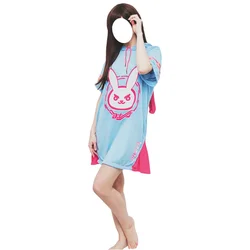 Dva 드레스 핫 게임 히어로 Dva 코스프레 오버워치 Dva 후디 성인 의상, 핑크 블루 롱 셔츠 드레스, 코스프레 전설