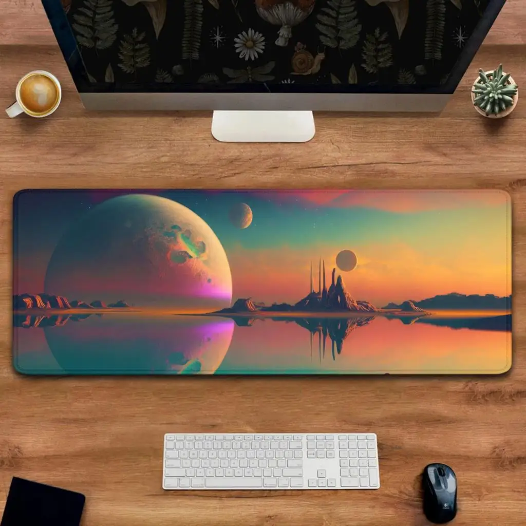 Gaming Mousepad For Computer Planet Scenery Sci fi Digital Art Mouse Pad For Keyboard Mouse Pc Laptop Desk Pads Table Mat