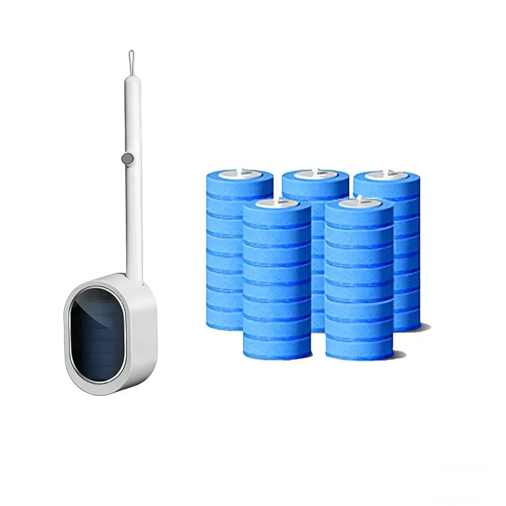

Free Shipping-Disposable Toilet Brush with 40 Refill Heads and Holder– Includes Storage Caddy&Toilet Bowl Wand, Wall-Mount Scrub