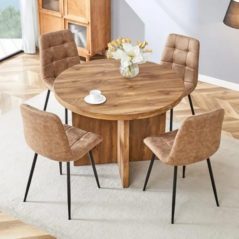 Round Dining Table for 4-6, 42 Inch Modern Kitchen Table Small Dinner Table MDF Kitchen Dinning  for Cafe Restaurant Wine