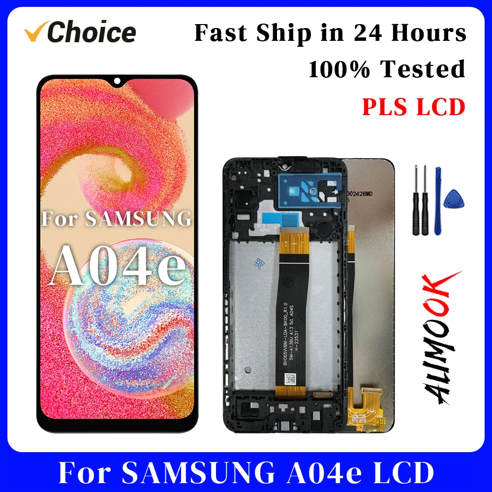 A04e PLS LCD for Samsung A04E LCD Display Touch Screen Digitizer Assembly Parts for Samsung A042 With Frame LCD A042F A045M