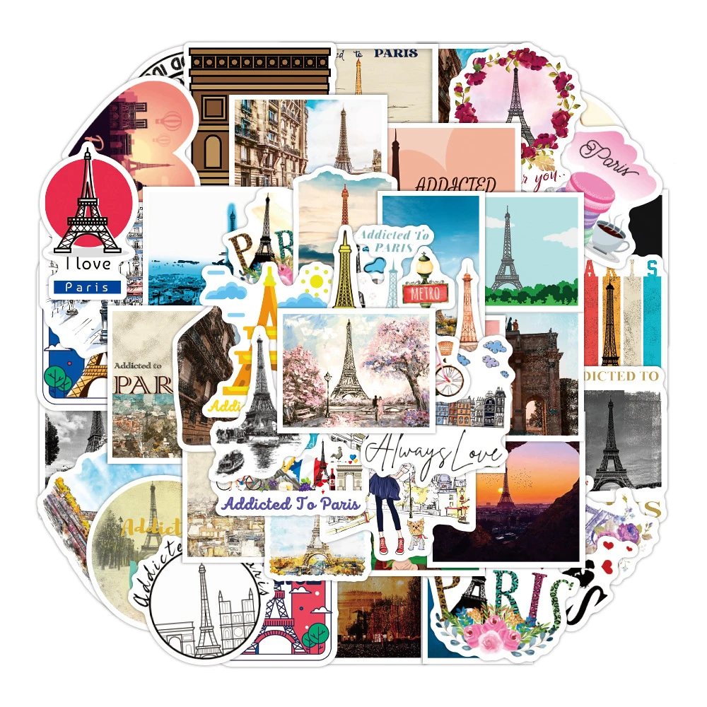 10/30/50pcs Paris Charming Landscape Travelling Style London Stickers Aesthetic Decorative Decal DIY Suitcase Phone Notebook Toy