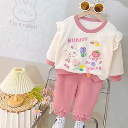 Girls T Shirt Jeans 2 Piece Sets Children Clothing Baby Sportswear Floral Lace Infant Clothes Outfits Kids Princess Costumes