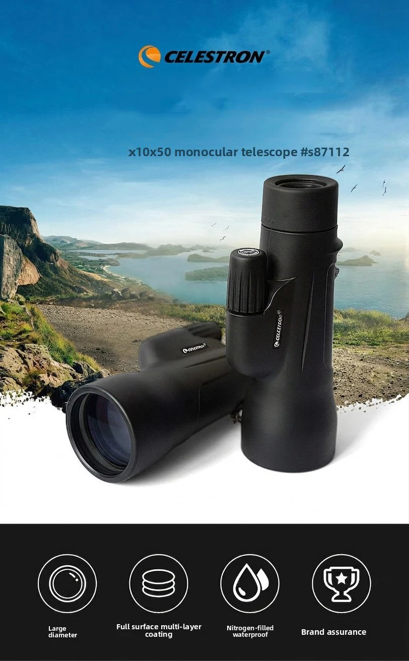CELESTRON Original Hochleistungs-Teleskop 50mm Große Blende Hochauflösende Outdoor-Beobachtung 10x50 Monokular – Detail 1