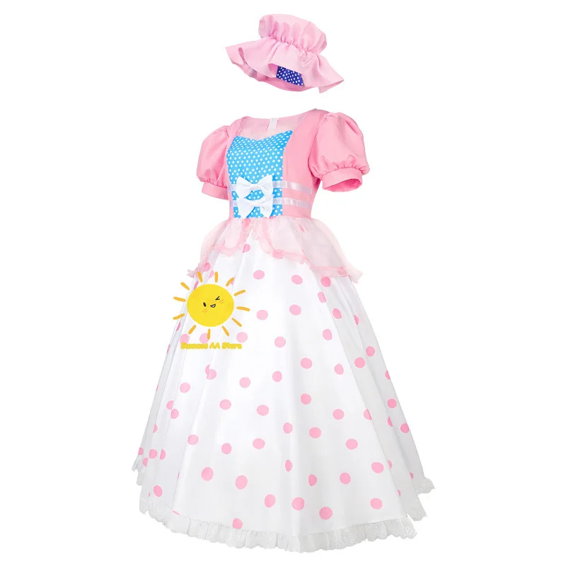 Beast Kingdom Anime Bo Peep Cosplay Toy Story Cosplay Kostuum Roze Witte Jurk Hoed Bo Peep Halloween Carnaval Cos Volwassen Vrouwen