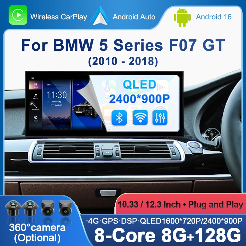 Right Hand Drive For BMW 5 Series F07 GT 2010 - 2018 CIC NBT Car Multimedia Radio Player Android 16 GPS Navigation WiFi Auto DSP