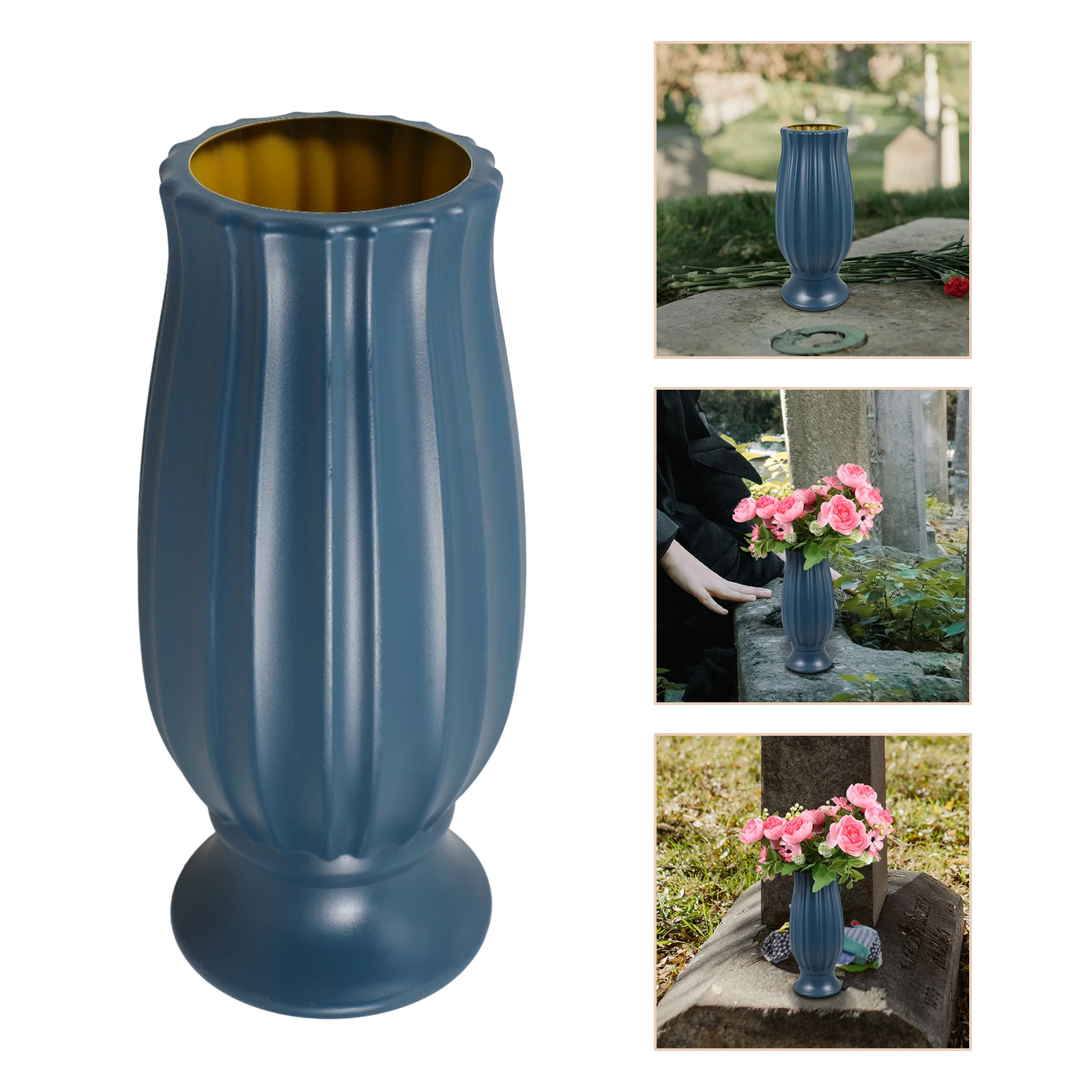 

2pcs Grave Flower Holders Cemetery Vases Weatherproof Memorial Vase For Outdoor Use Long Plastic Flower Vase Headstone